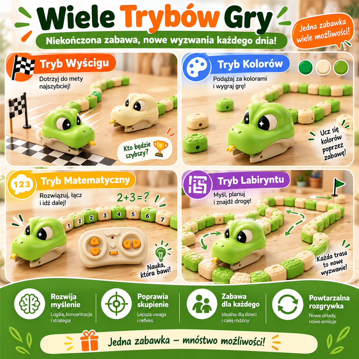 Tryby gry Snake 3D: wyścig, kolory, matematyka i labirynt